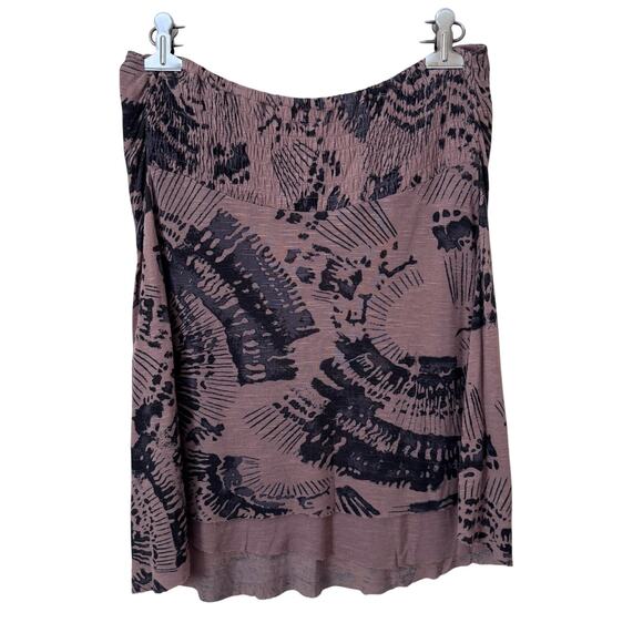 Free People Linen Cinched Brown Abstract Print Tube Top Women's Small Boho Indie - Picture 3 of 8
